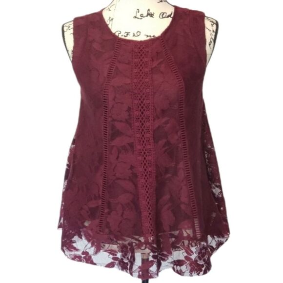 Wine lace overlay dresy tank - Picture 1 of 4